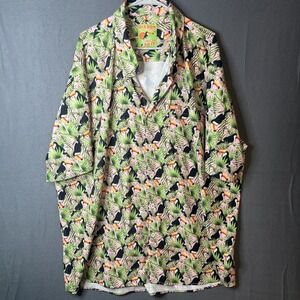 DIXXON FLANNEL CO TOUCAN DO IT SHORT SLEEVE BUTTON FRONT SHIRT Men Size 4XL PINK